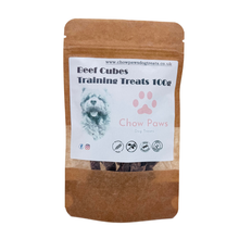 Load image into Gallery viewer, Brown package of Chow Paws Beef Cubes Training Treats on a white background