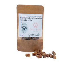 Load image into Gallery viewer, Package of Duck Cubes Training Treats by Chow Paws on a white background