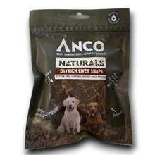 Load image into Gallery viewer, Anco Naturals Ostrich Liver Snaps packaging for dogs on a white background