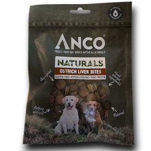 Load image into Gallery viewer, Anco Naturals Ostrich Liver Bites packaging for dogs on a white background
