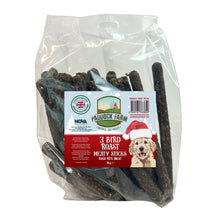 Load image into Gallery viewer, Pack of Paddock Farm 3 Bird Roast Meaty Sticks for dogs with a clear packaging showing the product inside.