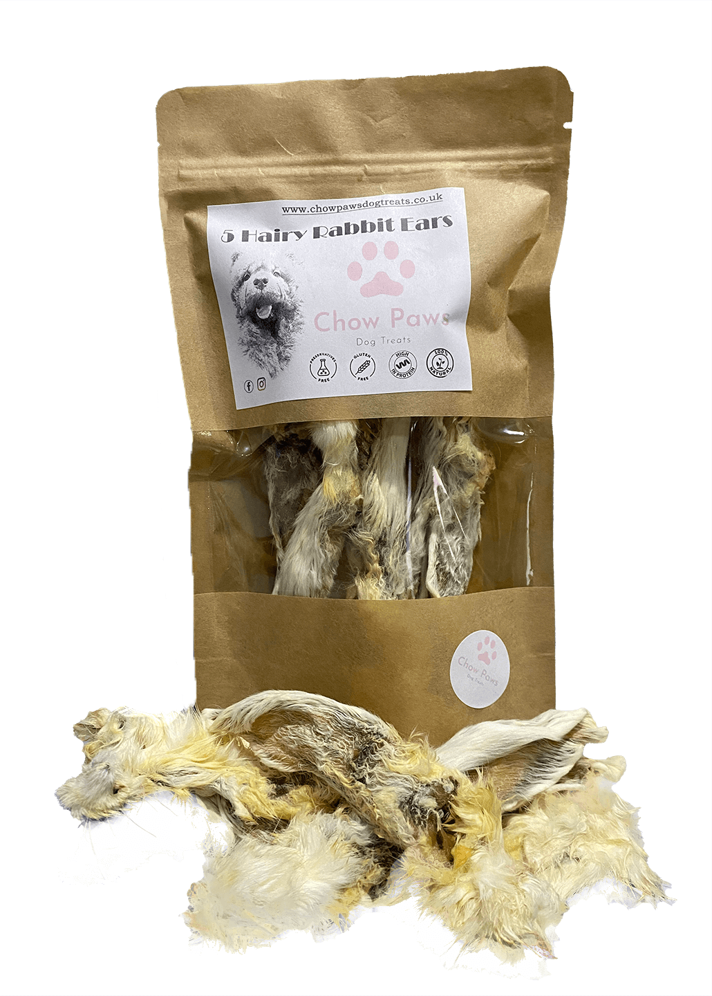 Hairy Furry Rabbit Ears Natural Dog Chews Chow Paws Dog Treats