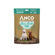Load image into Gallery viewer, Anco Bone Broth Fish dog treat package with two dogs on a grassy background