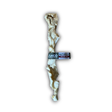 Load image into Gallery viewer, A natural dog chew bone, specifically a deer leg bone, with a black paper band label reading 'ANCO NATURALS'. The bone is off-white and beige with natural organic textures.