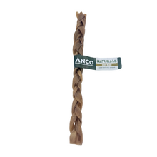 Load image into Gallery viewer, Braided dog treat with Anco Naturals label on a white background