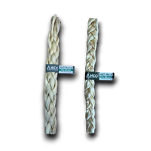 Load image into Gallery viewer, Two braided dog chew toys with 'Anco' labels on a white background