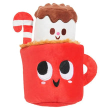 Load image into Gallery viewer, A brown plush toy shaped like a deer or cartoon animal with yellow antlers, yellow feet, and a beige snout and face, photographed on a plain white background.