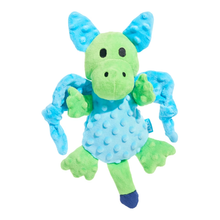 Load image into Gallery viewer, A plush dragon toy with a light green face and limbs, a light blue textured body, and blue wings, shown on a plain white background.
