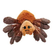 Load image into Gallery viewer, A plush spider toy with a tan head, dark brown legs, and a fluffy orange-brown body, isolated on a white background.