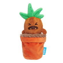 Load image into Gallery viewer, Plush toy resembling a carrot with a face and green top on a white background