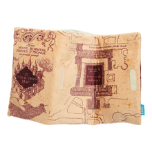 Load image into Gallery viewer, Fabric pouch with map design and 'Marauders Map' text on a white background