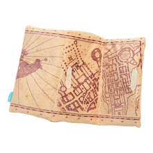 Load image into Gallery viewer, Map-themed pouch with vintage design on a white background