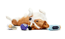 Load image into Gallery viewer, Dog playing with toys on a white background