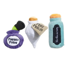 Load image into Gallery viewer, Set of Harry Potter-themed plush toys including 'Polyjuice Potion', 'Felix Felicis', and 'Veritaserum' on a white background.