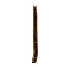 Load image into Gallery viewer, Long, thin brown Duck & Fish Sandwich Strip Jerky on a white background