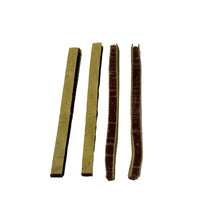 Load image into Gallery viewer, Four pieces of brown Duck & Fish Sandwich Strip Jerkies on a white surface