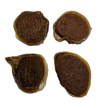 Load image into Gallery viewer, Four dried dog treats Duck Stuffed Beef Gullet Rings