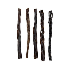 Load image into Gallery viewer, Five twisted Twisted deer skin sticks on a white background
