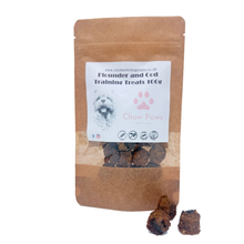 Load image into Gallery viewer, Bag of Chow Paws dog training treats with a label on a white background
