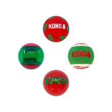 Load image into Gallery viewer, KONG Christmas Holiday Occasions Balls 4-pk Medium
