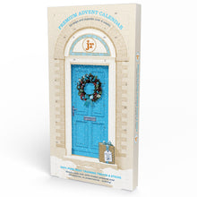Load image into Gallery viewer, Premium Advent Calendar for dogs and puppies, featuring a front cover illustration of a bright blue door with a festive wreath, set against a clean white background.