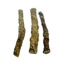 Load image into Gallery viewer, Three dried JR Jumbo Beef Bladder Twists on a white background