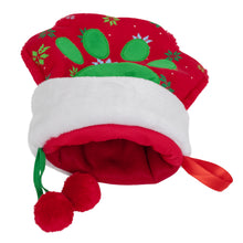 Load image into Gallery viewer, Red and green paw-shaped bag with white trim on a white background