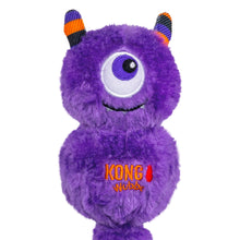 Load image into Gallery viewer, Purple plush toy with a single eye and orange accents on a white background