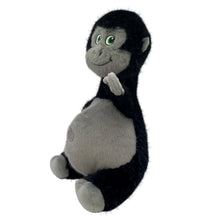 Load image into Gallery viewer, Plush monkey toy with black fur and gray belly on a white background