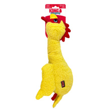 Load image into Gallery viewer, Yellow chicken-shaped plush toy with red accents on a white background