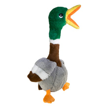 Load image into Gallery viewer, Plush duck toy with green head, orange beak, and gray body on a white background