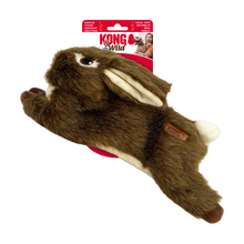 Load image into Gallery viewer, Brown plush rabbit toy with white accents, featuring KONG Wild branding on a white background.