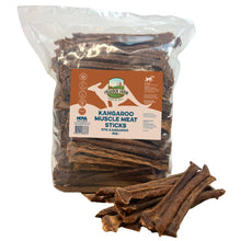 Load image into Gallery viewer, Bag of kangaroo muscle meat sticks with a visible label on a white background