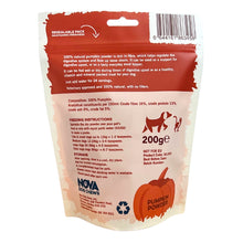 Load image into Gallery viewer, Back view of a pumpkin powder package for dogs with text and branding.