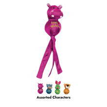 Load image into Gallery viewer, Pink hippo-shaped toy with a ribbon, labeled 'KONG Wubba', on a white background.