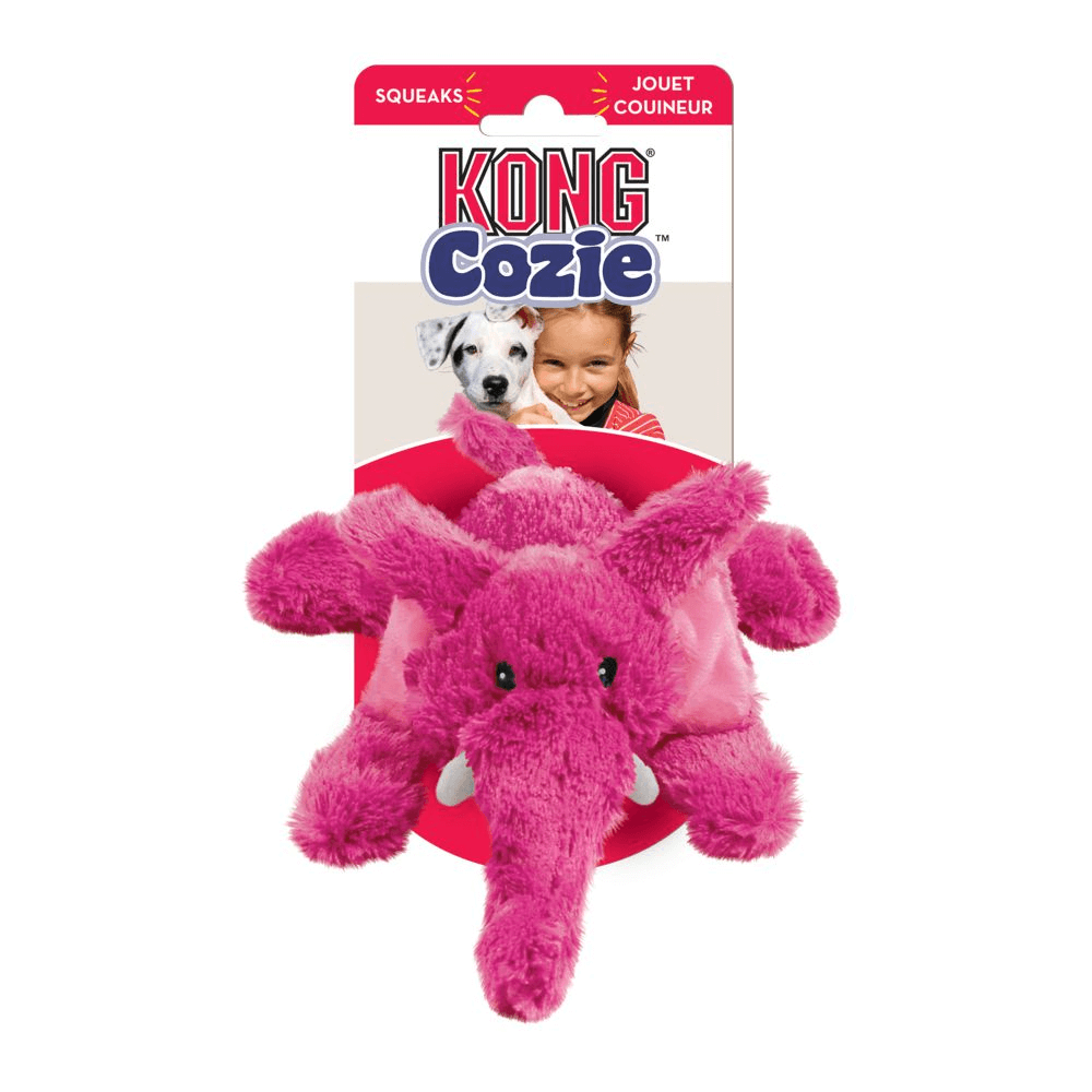 KONG Cozie Brights Elmer Elephant Dog Toy Chow Paws Dog Treats