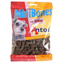 Load image into Gallery viewer, Packaging of Antos Nova Mini Bones Tripe 200g, showing the product name, a picture of a dog, and the weight of the package.