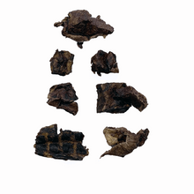 Load image into Gallery viewer, Seven dark brown dried Beef Lung bites on a white background
