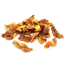 Load image into Gallery viewer, A pile of dried, wrinkled orange-brown pieces, likely dried citrus peels or dried botanical pieces, scattered on a plain white background.
