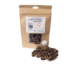 Load image into Gallery viewer, Bag of Chow Paws Venison Training Treats with visible treats on a white background
