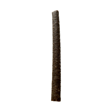 Two cylindrical brown100% Venison Jerky Sticks on a white background
