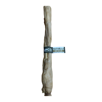 Dog chew toy with a label on a white background
