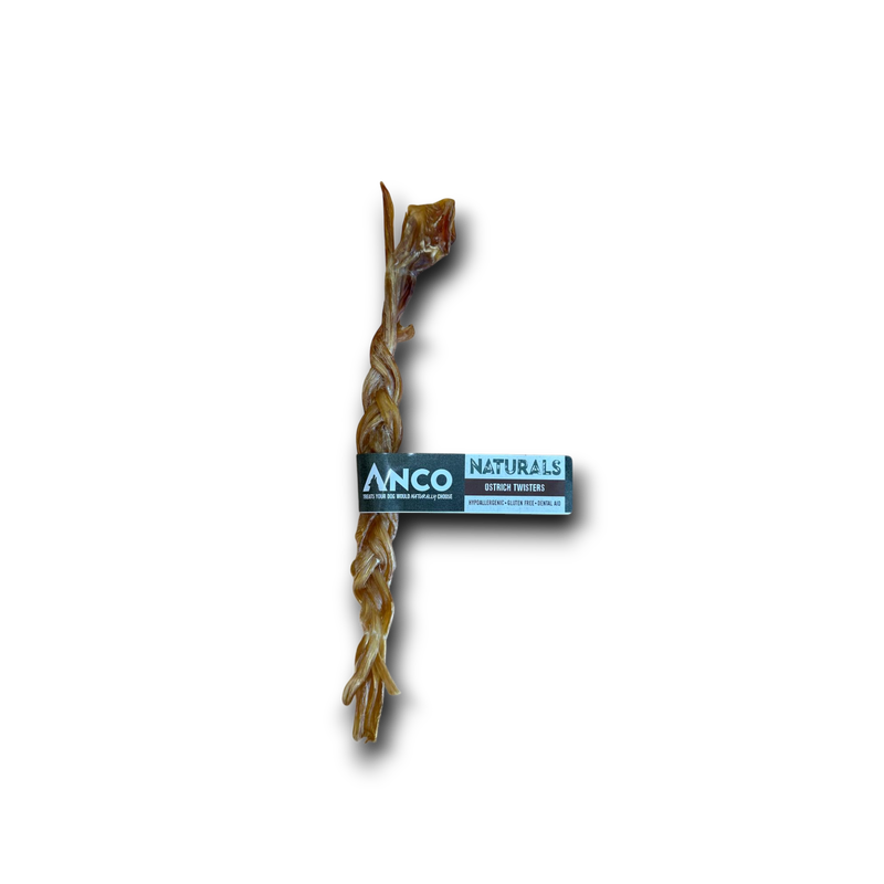 Dog chew treat with Ancor Naturals packaging on a white background