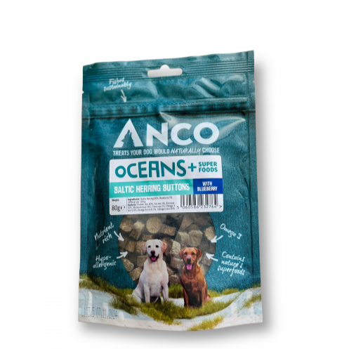Anco Oceans Plus Baltic Herring Buttons with Blueberry 80g