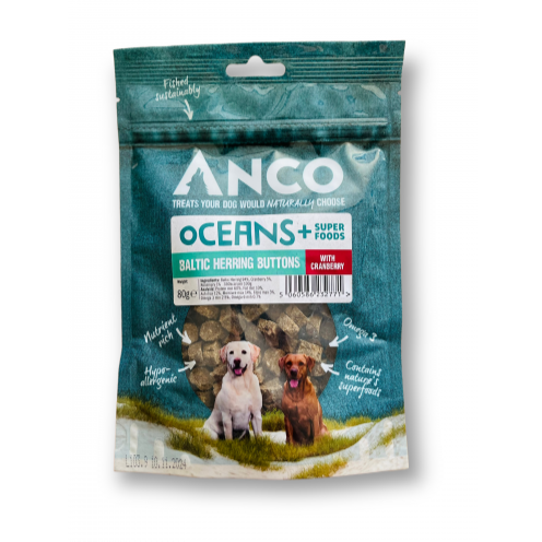 Anco Oceans Plus Baltic Herring Buttons with Cranberry 80g