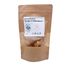 Load image into Gallery viewer, Brown paper bag with a label for 'Chew Paws' dog treats on a white background

