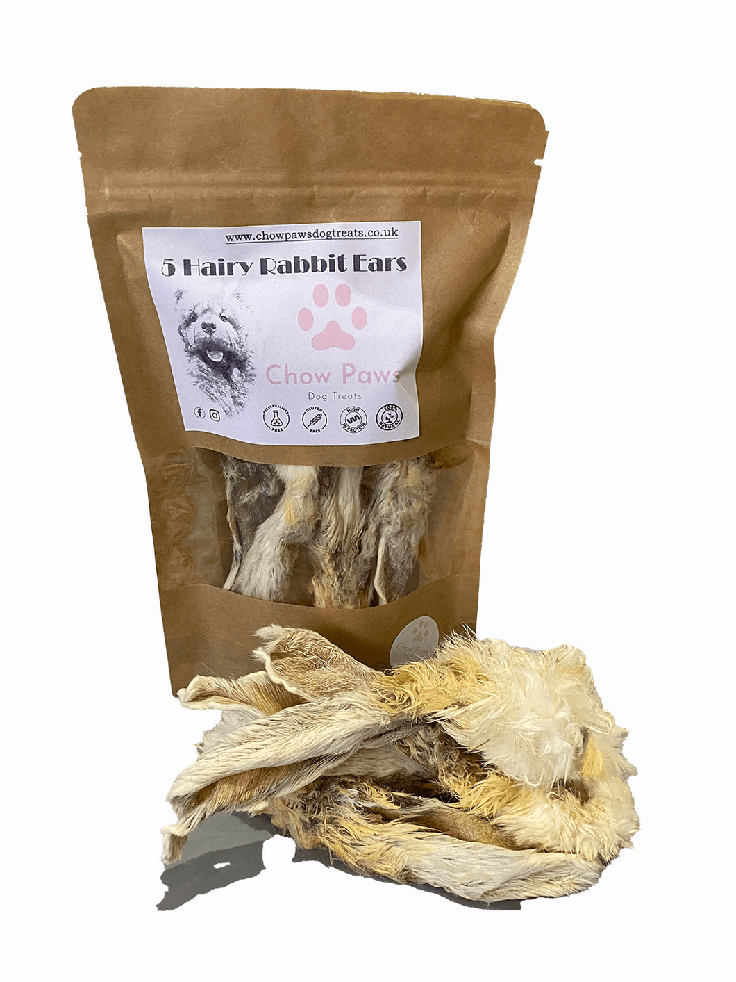 Hairy Furry Rabbit Ears Natural Dog Chews Chow Paws Dog Treats
