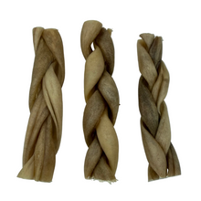 Load image into Gallery viewer, Three braided dog chew toys on a white background
