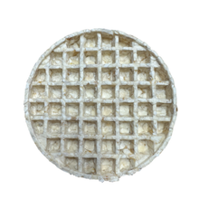 Load image into Gallery viewer, A round, textured cheese wheel with a crisscross grid pattern, isolated on a solid white background.
