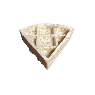 Triangular Anco Naturals Buffalo Collagen Waffle Pizza with cut sections on a white background